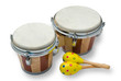 Bongo Drums and Maracas Isolated on White Bongo Drums and Maracas Isolated on White