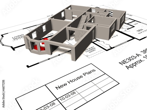 3D Model of a new house plan by jaddingt, Royalty free stock photos 