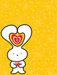 cute bunny with flowers and heart shaped ears (vector)