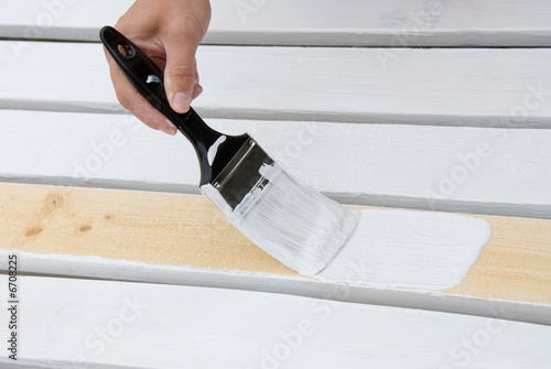 Photo: Painting wooden slats Painting wooden slats