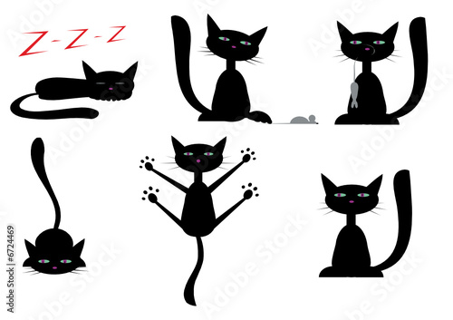 Vektor: six black cats six black cats