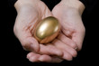 Female Hands Holding Gold Egg Female Hands Holding Gold Egg