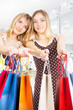 Two girls with bags - comparison shopping. Sale!