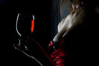 woman with red wine woman with red wine