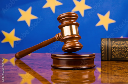 Photo: Gavel and european union flag Gavel and european union flag