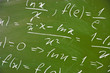 Math formulas on school blackboard
