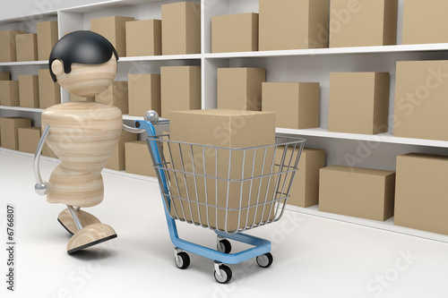 Illustration: shopping, man in a store shopping, man in a store