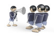 Illustration: anger chief yells in megaphone anger chief yells in megaphone