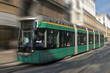 Modern environment-friendly tram in Helsinki, Finland Modern environment-friendly tram in Helsinki, Finland