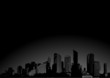 City with sunrise. Vector art.