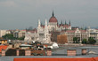 Parliament in Budapest with roofs of Buda