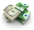 Stack of 100 Eurodollar abstract bills