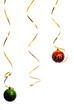 Red and Green Christmas Ornaments With Gold Ribbon. Red and Green Christmas Ornaments With Gold Ribbon.
