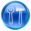 Tools icon blue, isolated on white background.