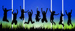 young adults jumping