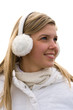 Smiling girl in headset ear muffs Smiling girl in headset ear muffs