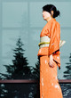 Kimono And Pine Trees Profile