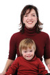 Mother and son smiling