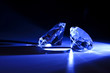 Diamonds close-up with blue ray
