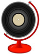 record or lp on globe stand - international music 