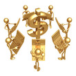 Accounting Team With Golden Calculators Dollar Symbol