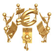 Accounting Team With Golden Calculators Euro Symbol