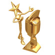 Star Singing Into A Golden Retro Microphone