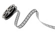 Film reel and strip on a white background