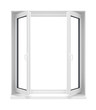 new opened plastic glass window frame isolated