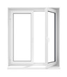 new opened plastic glass window frame isolated