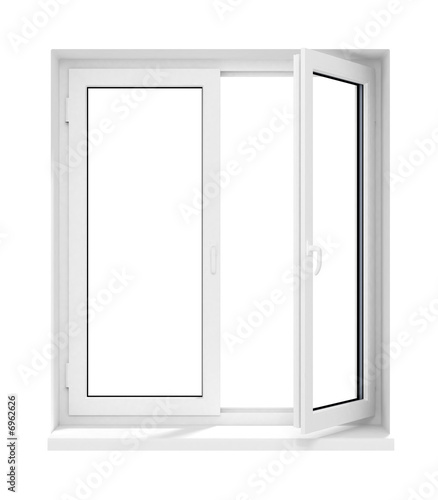 Illustration: new opened plastic glass window frame isolated new opened plastic glass window frame isolated
