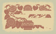 Sunflowers in a flowerpot. Decorative pattern.