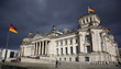 the reichstag in berlin during hurricane.