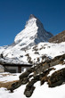 Matterhorn mountain and small hut Matterhorn mountain and small hut