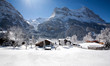 Few houses in Alpine village in Switzerland Few houses in Alpine village in Switzerland