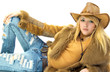 beauty cowgirl on white background