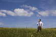 businessman enjoying a hot summer day