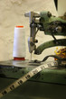 Sewing machine with a wedding dress background