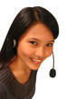 jeune femme au support client