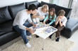 Family playing with puzzle 