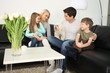 young family and a dog