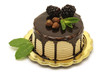 Hazelnut and chocolate mousse cake on white background Hazelnut and chocolate mousse cake on white background