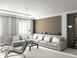 3D render modern interior of living-room