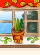 Kitchen Window Sill with Flower pot