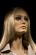 Mannequin in shop window, closeup