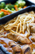 unappealing tv dinner of chicken
