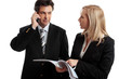 Business people discuss report or contract document