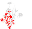 red and grey flower arabesque - vector shape