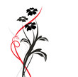 red, black and grey flower arabesque - vector shape
