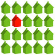 one red house among many green - being different 